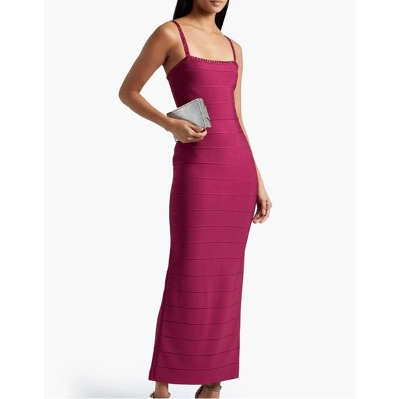 NWOT Herve Leger Solid Bandage Sheath Gown Swarovski Crystals size XS reg $1390 - Picture 1 of 11